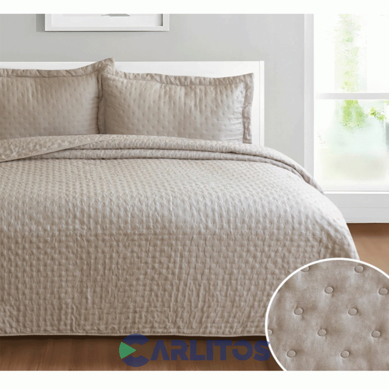 Cubrecama King Size Mantra Prewash Dots Wash Beige