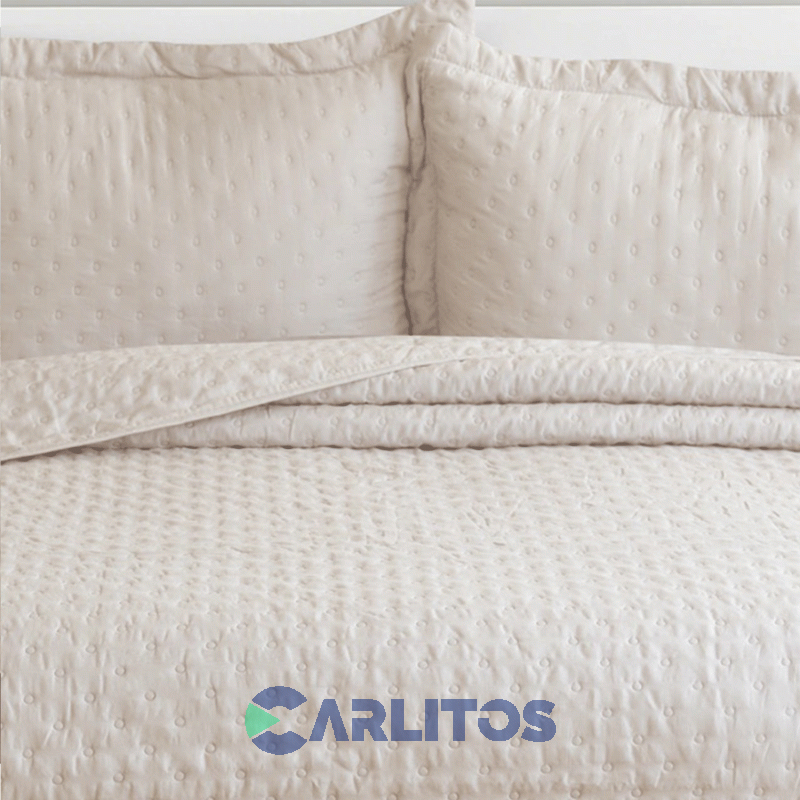 Cubrecama Queen Size Mantra Prewash Dots Wash Ivory