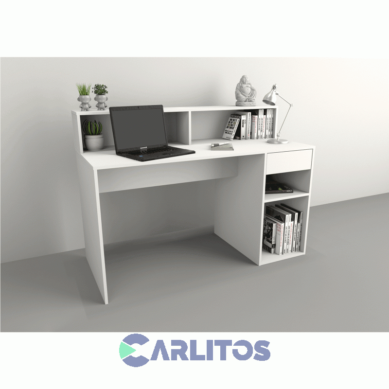 Escritorio Tables Con Repisa Cod: 3049-Ev Blanco