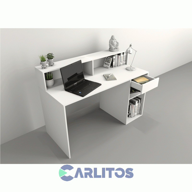 Escritorio Tables Con Repisa Cod: 3049-Ev Blanco