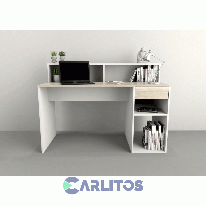 Escritorio Tables Con Repisa Cod: 3049 Nevado-Blanco