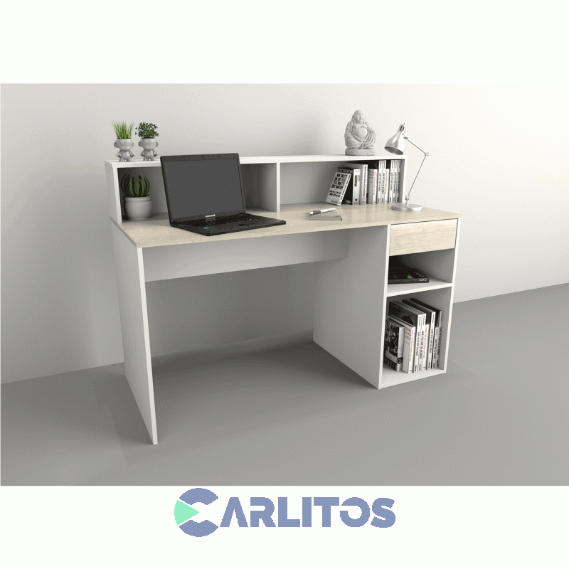 Escritorio Tables Con Repisa Cod: 3049 Nevado-Blanco