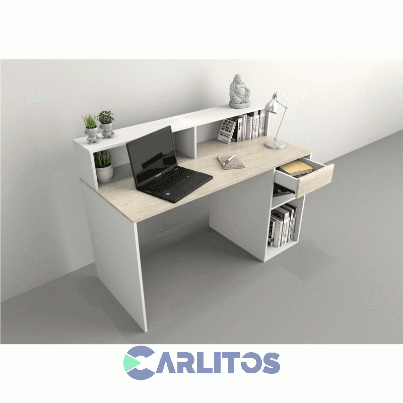 Escritorio Tables Con Repisa Cod: 3049 Nevado-Blanco