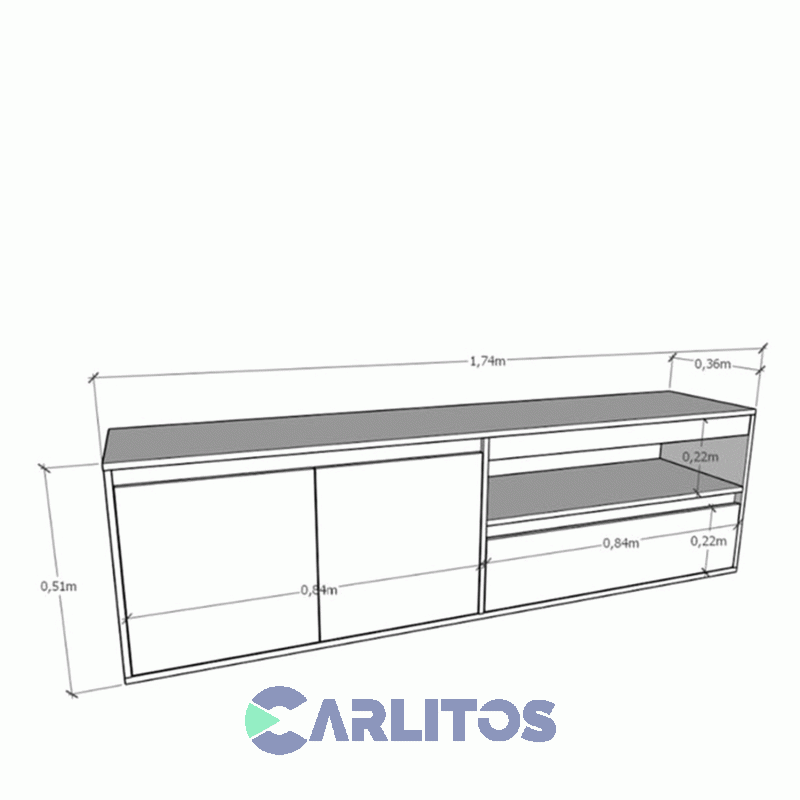 Rack Tables Tv Linea Terrae 1.75 Mts Cod: 4028-Ccg-Cocobolo-Gris C.