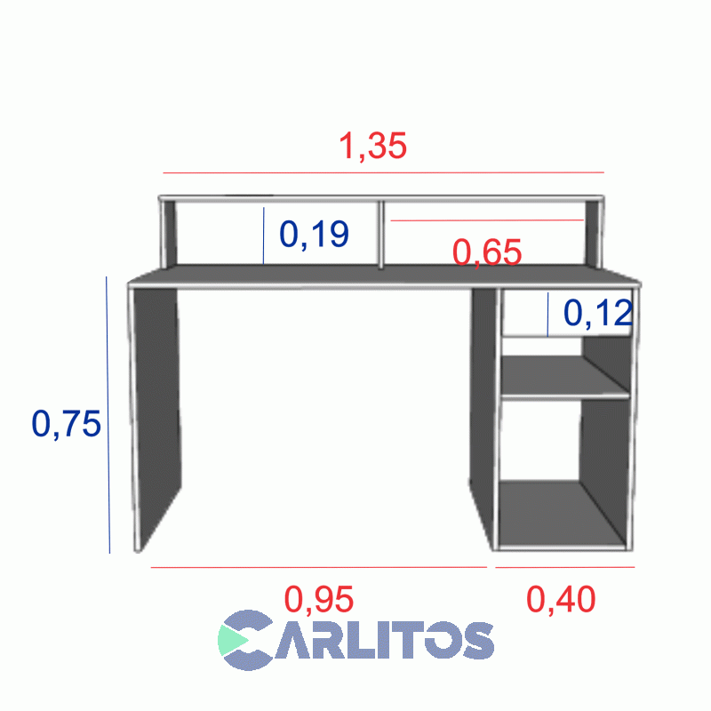 Escritorio Tables Con Repisa Cod: 3049-Ev Blanco