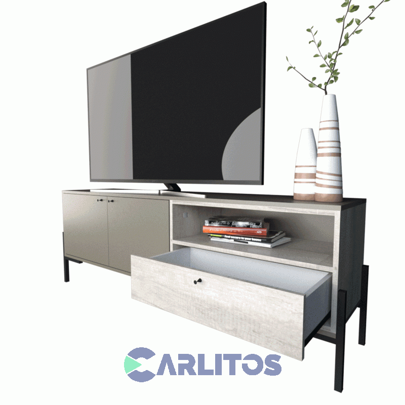 Rack Tv Metalwood 1.50 Mts Tables Cod: 4251 Gris-Nevado