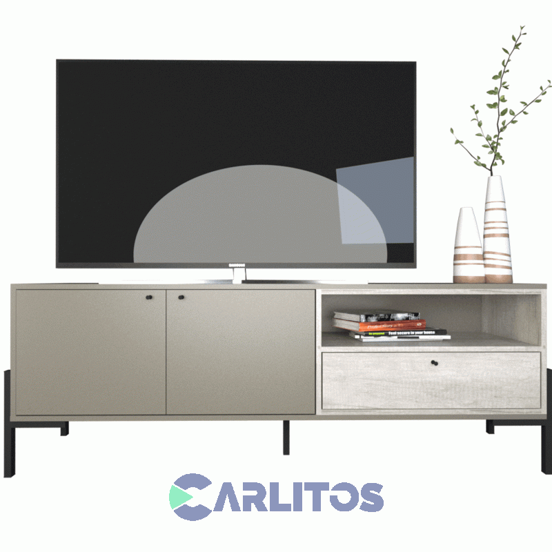 Rack Tv Metalwood 1.50 Mts Tables Cod: 4251 Gris-Nevado