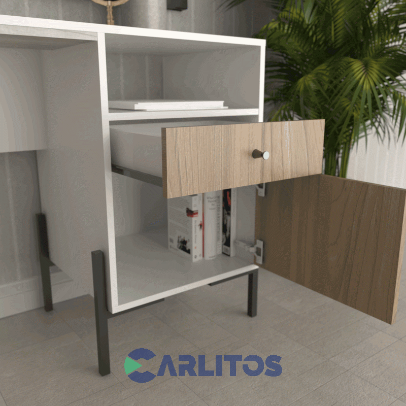 Escritorio Tables Metalwood 1 Cajon 1 Puerta 1.25 Mts Cod: 4255-Ceo Everest-Olmo Finlandes