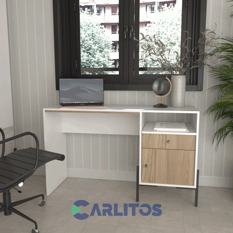 Escritorio Tables Metalwood 1 Cajon 1 Puerta 1.25 Mts Cod: 4255-Ceo Everest-Olmo Finlandes