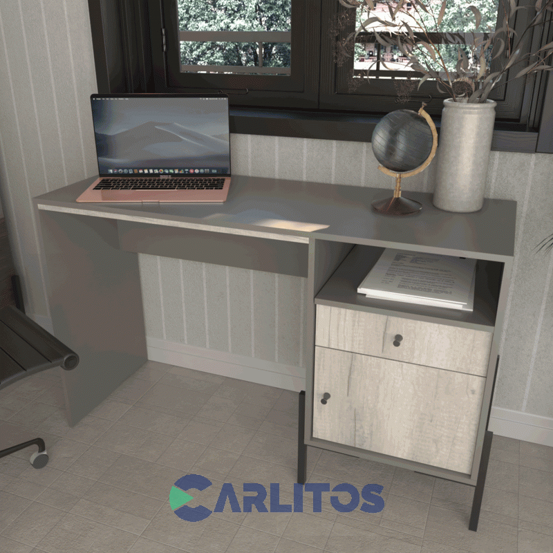 Escritorio Tables Metalwood 1 Cajon 1 Puerta 1.25 Mts Cod: 4255-Gcn Gris-Nevado