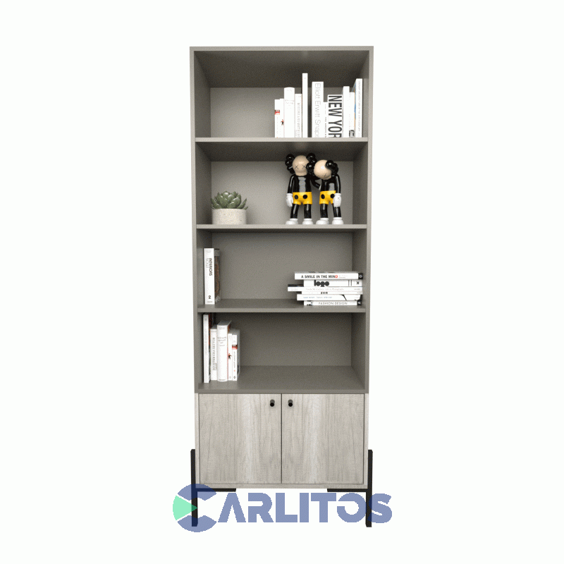 Biblioteca Metalwood Puertas Bajas Tables Cod: 4256-Gcn Gris-Nevado