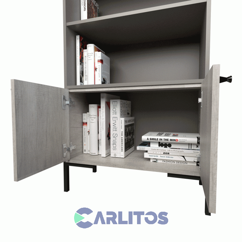 Biblioteca Metalwood Puertas Bajas Tables Cod: 4256-Gcn Gris-Nevado