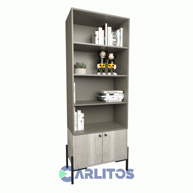 Biblioteca Metalwood Puertas Bajas Tables Cod: 4256-Gcn Gris-Nevado