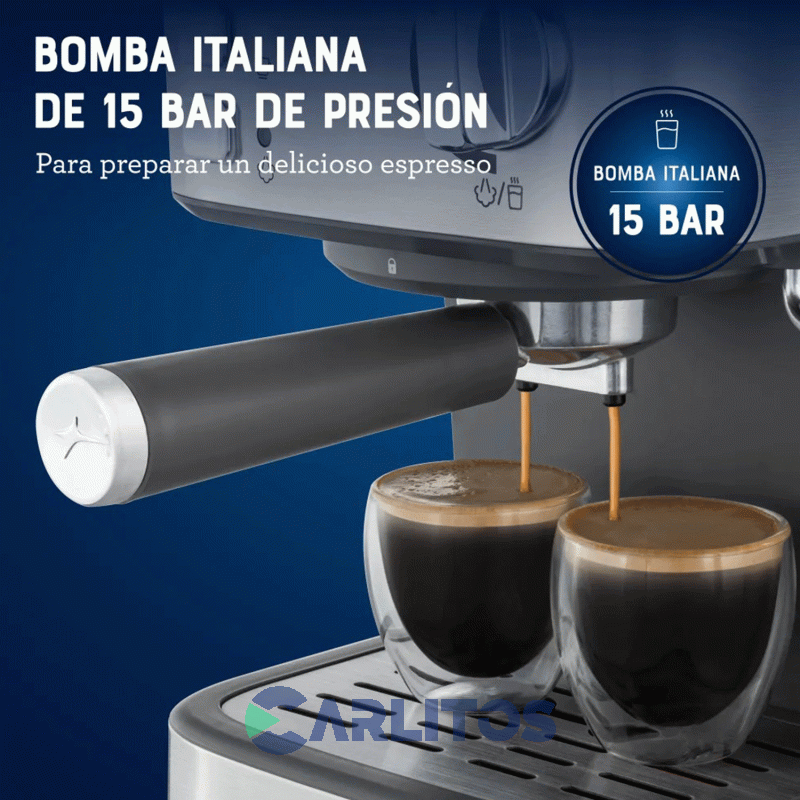 Cafetera Express Oster Digital Compacta Silver 15 Bares  Bvstem5502