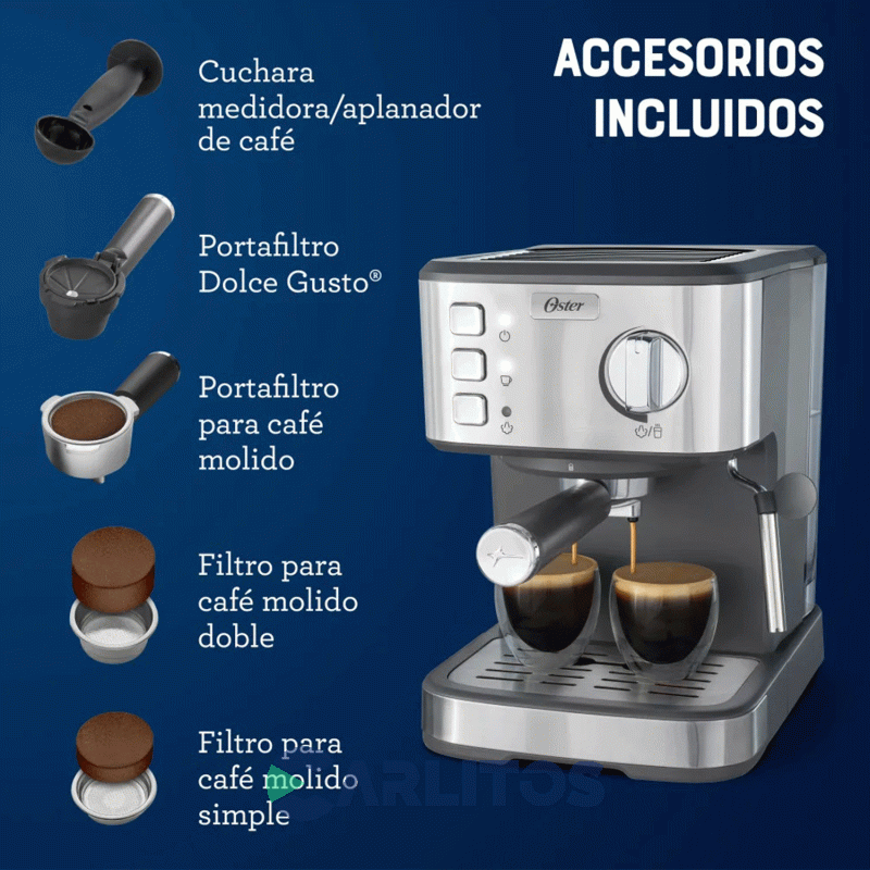 Cafetera Express Oster Digital Compacta Silver 15 Bares  Bvstem5502