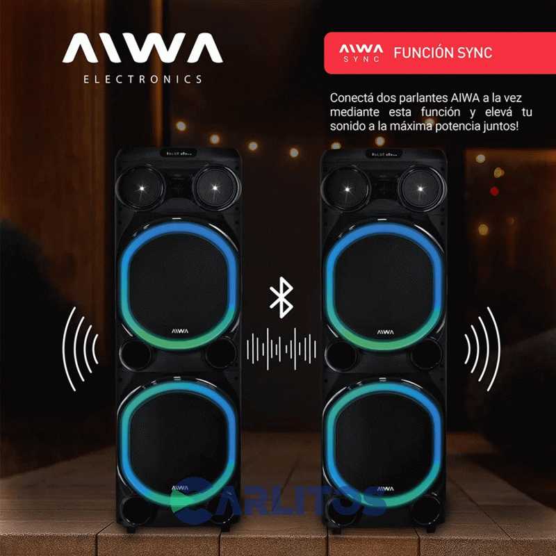 Parlante Torre Aiwa Con Bluetooth Y Bateria 18000 Watts Pmpo Aw-T512
