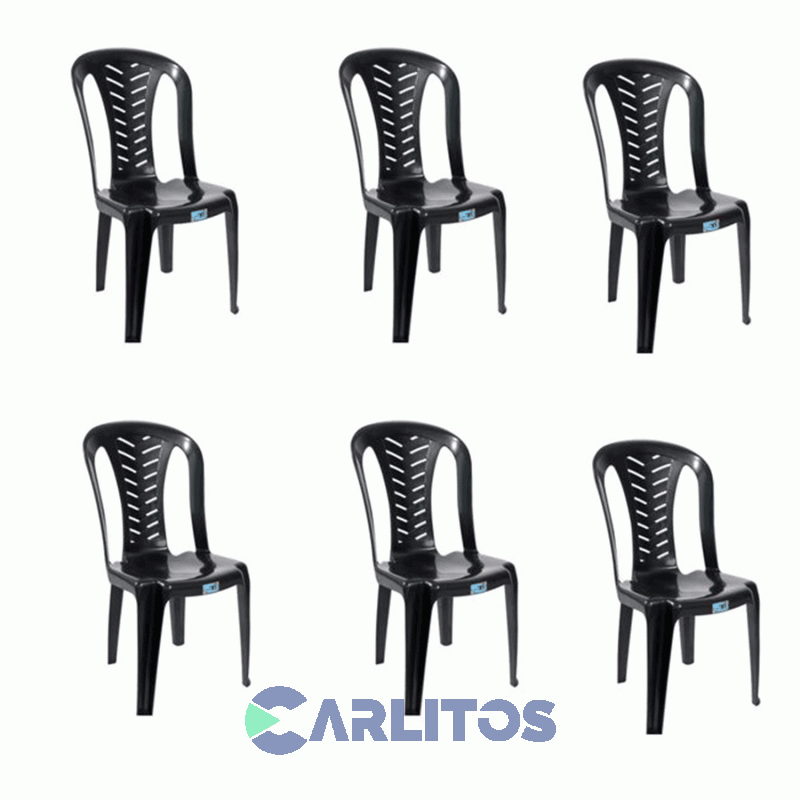 Combo X 6 Sillas Nr Pvc Color Negra Living