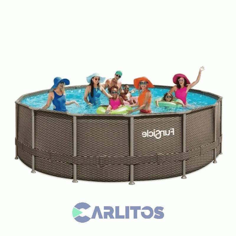 Pileta De Lona Redonda Funsicle Diseño Ratan 3.66 X 0.76 C 7996 Lts P2q012300