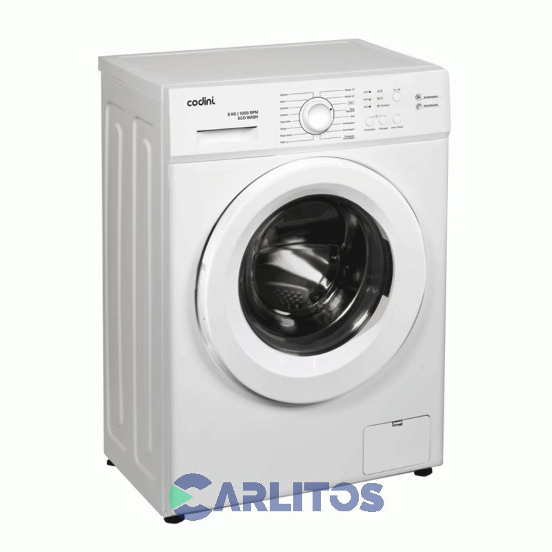 Lavarropa Carga Frontal Codini Inverter 6 KG - 1000 RPM Blanco Aiafe6010b