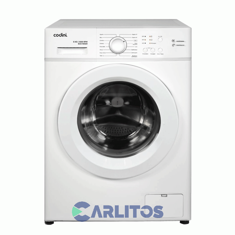 Lavarropa Carga Frontal Codini Inverter 6 KG - 1000 RPM Blanco Aiafe6010b