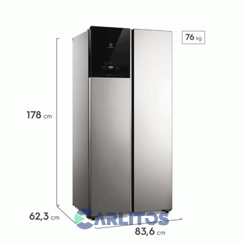 Heladera No Frost Side By Side Electrolux Inverter 430 Litros Gris Plata Es40s