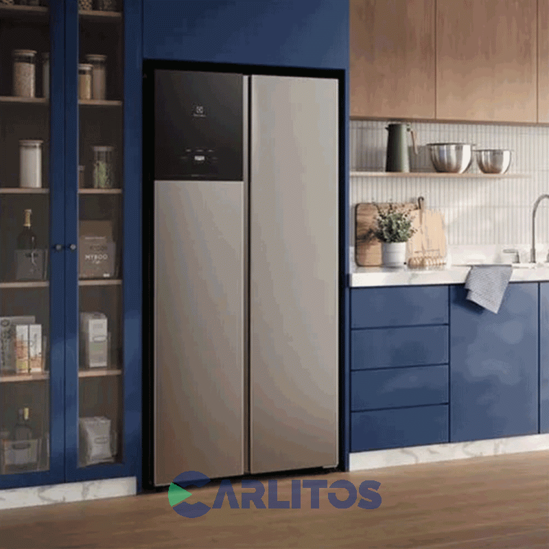 Heladera No Frost Side By Side Electrolux Inverter 430 Litros Gris Plata Es40s