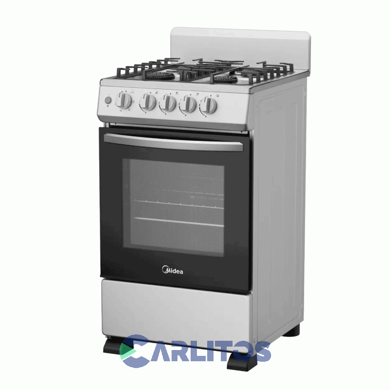 Cocina A Gas Midea 50 CM - 4 Hornallas Plata 20tmg4pgar1