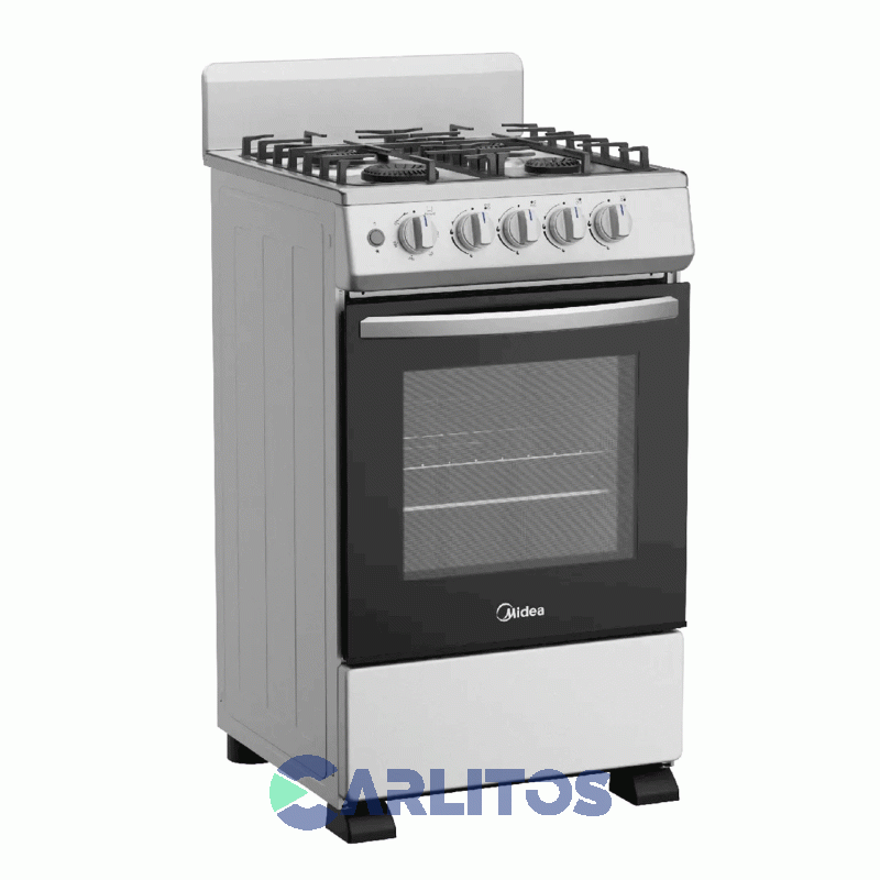 Cocina A Gas Midea 50 CM - 4 Hornallas Plata 20tmg4pgar1