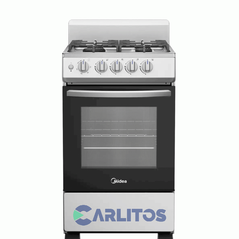 Cocina A Gas Midea 50 CM - 4 Hornallas Plata 20tmg4pgar1