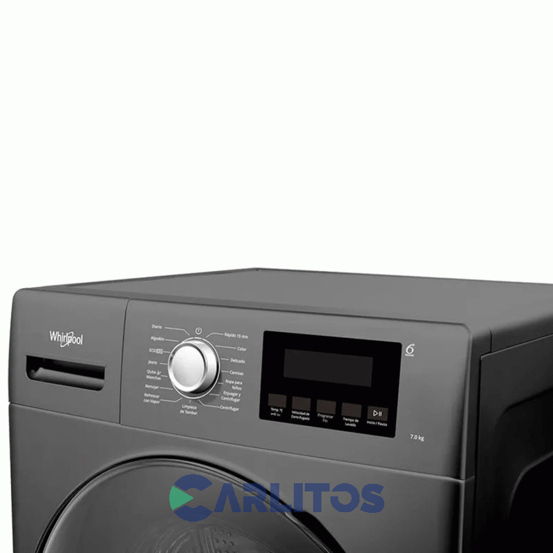 Lavarropa Carga Frontal Whirlpool 7 Kg Gris 1200 Rpm Inverter Wnq07as