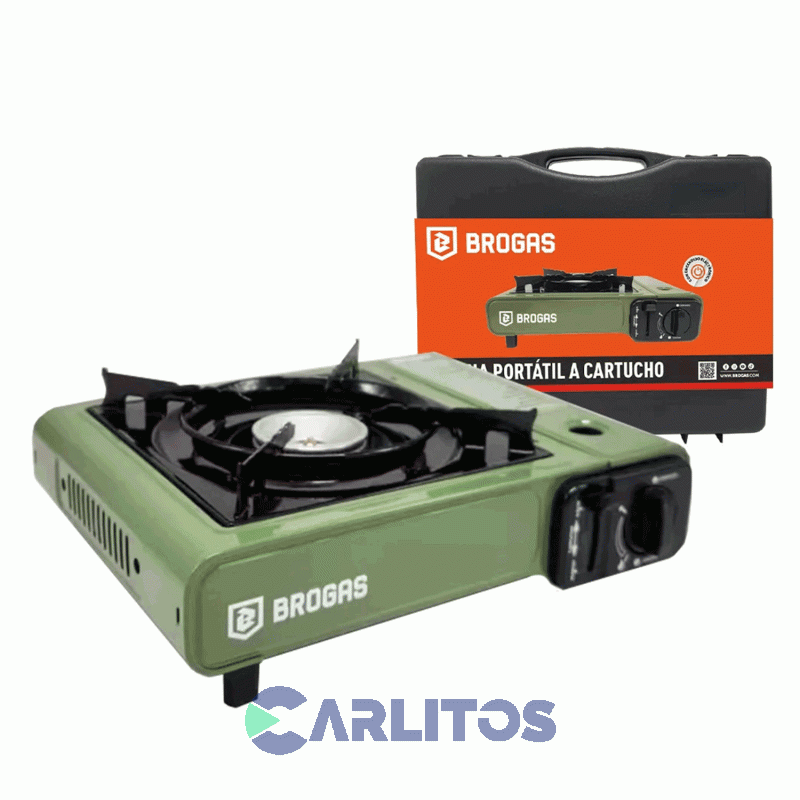 Anafe Portatil A Gas Butano Brogas Con Valija Plastica - 1 Hornalla 465-Ve Verde