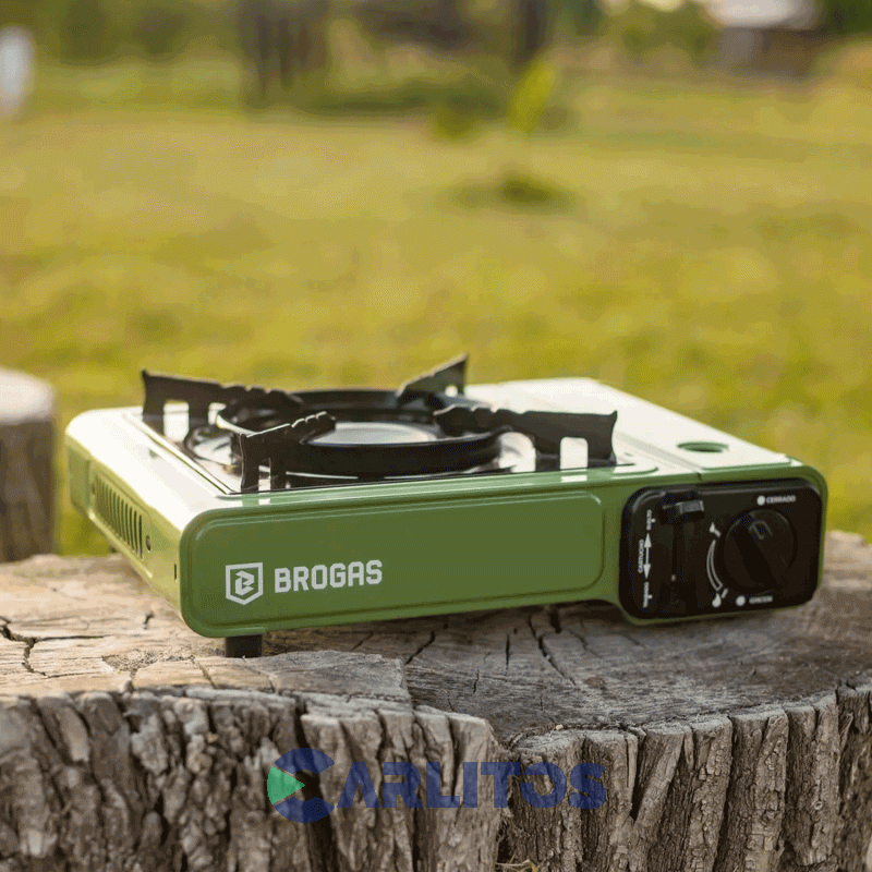 Anafe Portatil A Gas Butano Brogas Con Valija Plastica - 1 Hornalla 465-Ve Verde