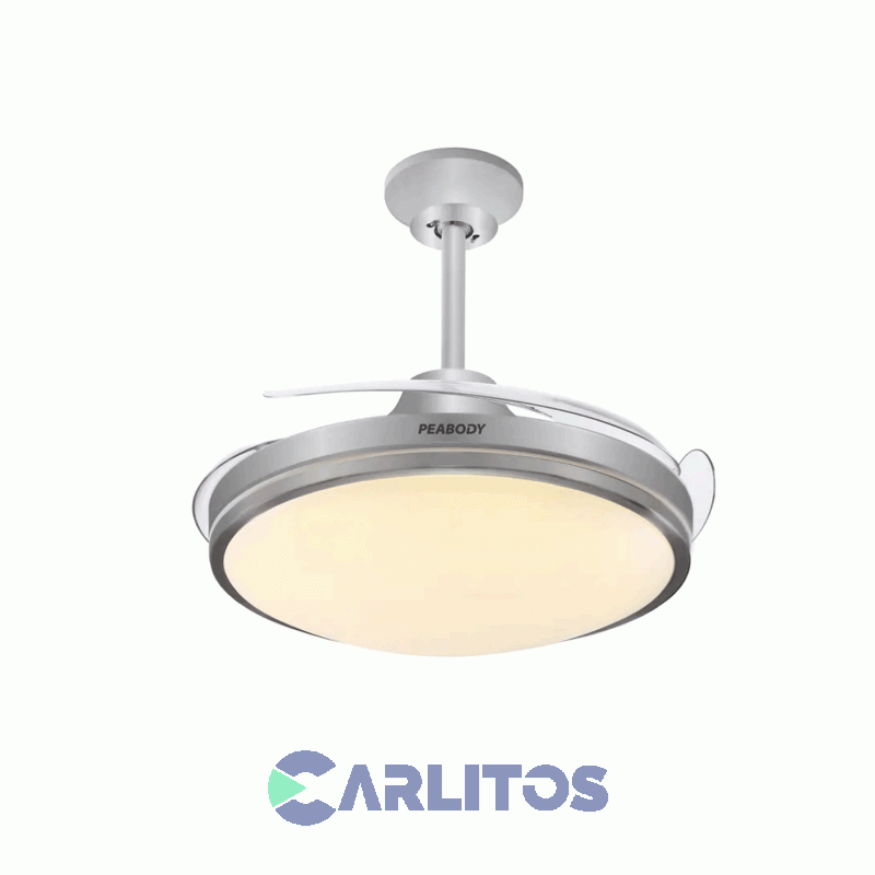 Ventilador De Techo Retractil Peabody Acero Palas  Acrilico Con Led Pe-Vtrdc425s