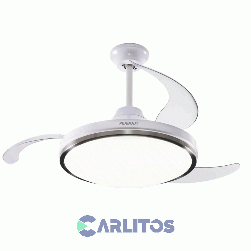 Ventilador De Techo Retractil Peabody Acero Palas  Acrilico Con Led Pe-Vtrdc425s