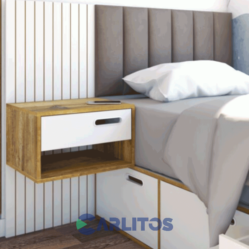 Mesa De Luz Flotante Linea Nordic La Esperanza Atakama Y Laqueado Blanco