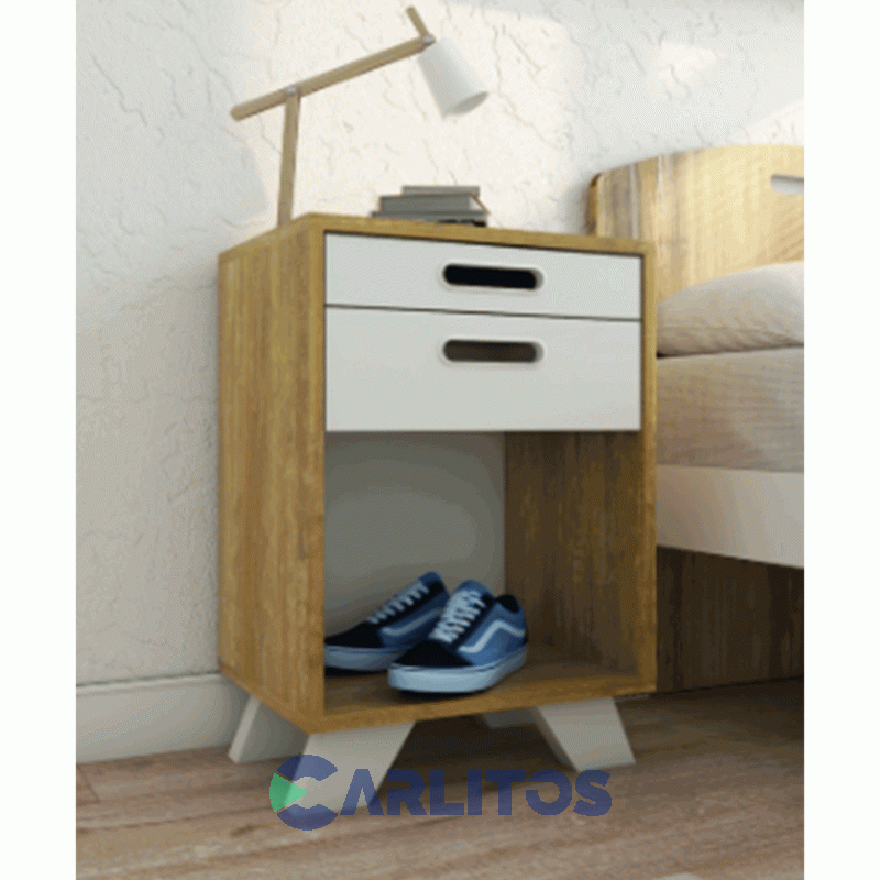 Mesa De Luz Con Bandeja 1 Cajon Linea Nordic La Esperanza Atakama Y Laqueado Blanco