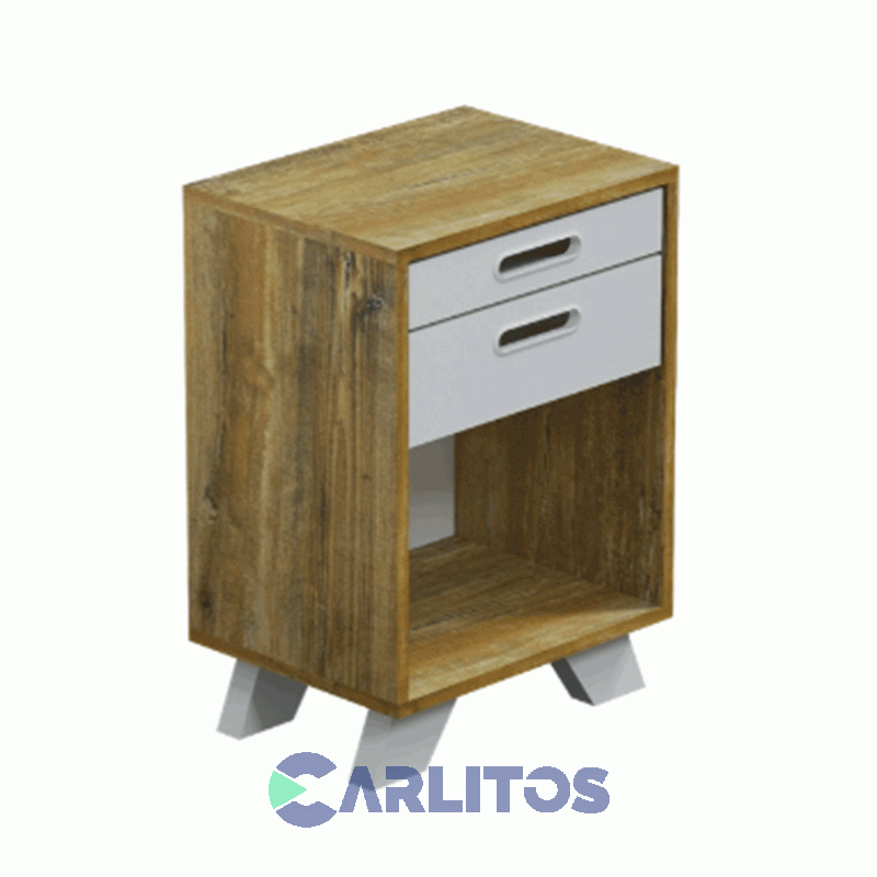 Mesa De Luz Con Bandeja 1 Cajon Linea Nordic La Esperanza Atakama Y Laqueado Blanco