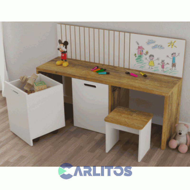 Escritorio Juguetero Playdesk Linea Nordic La Esperanza Atakama Y Laqueado Blanco