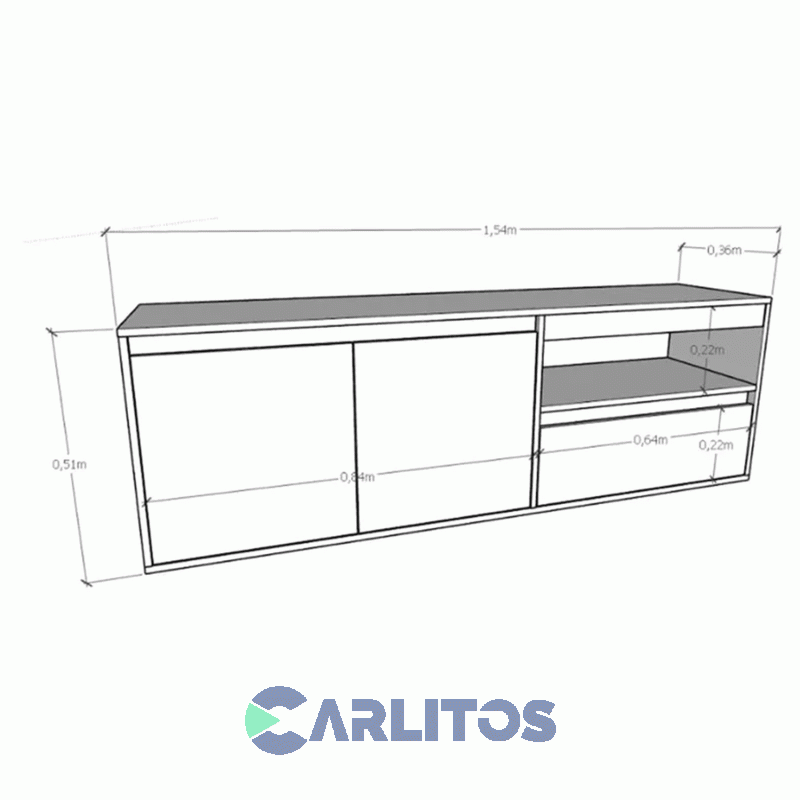 Rack Tv Tables Terrae 1.54 Mts Tables Cng-Nogal-Gris