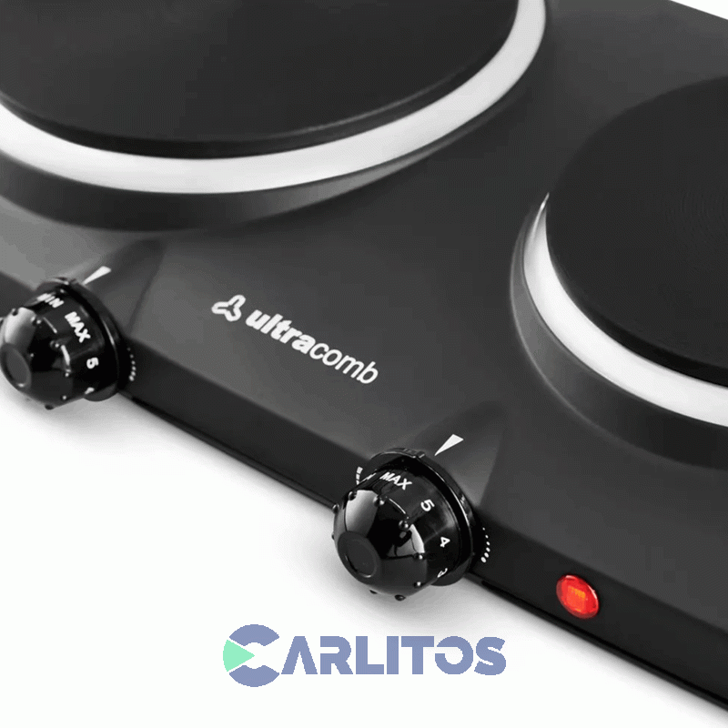 Anafe Portatil Electrico Ultracomb Negro 2250 Watts - 2 Hornallas An-6600