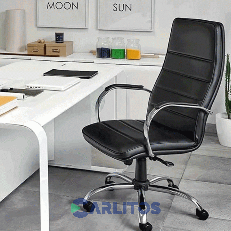 Sillon De Oficina Monet Portantino 901 Base Cromada Tapizado Negro