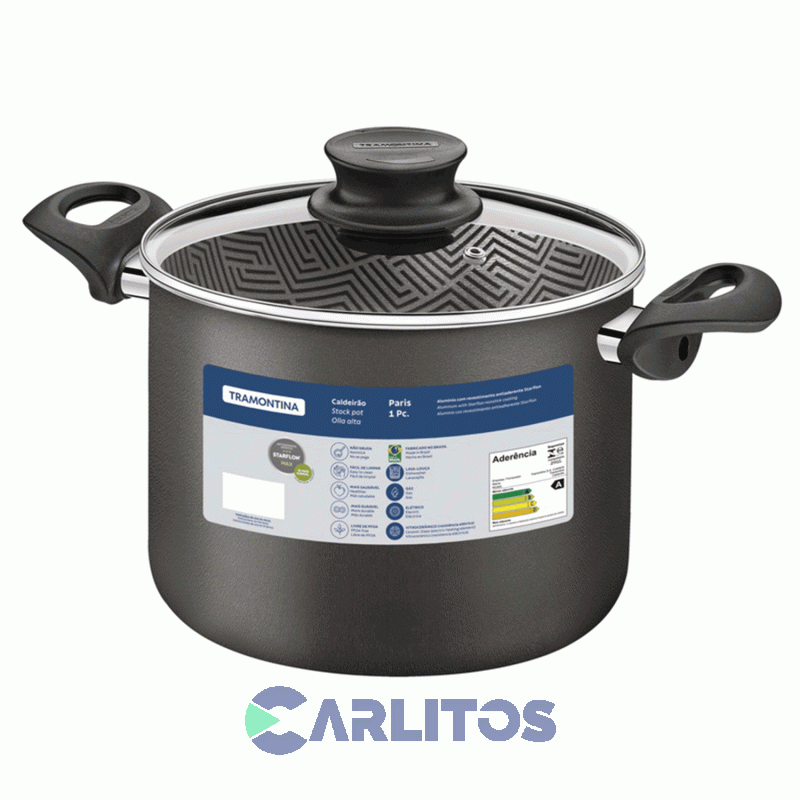 Olla Alta Tramontina Antiadherente 11.8 Lts Linea Paris Textur 28530/628