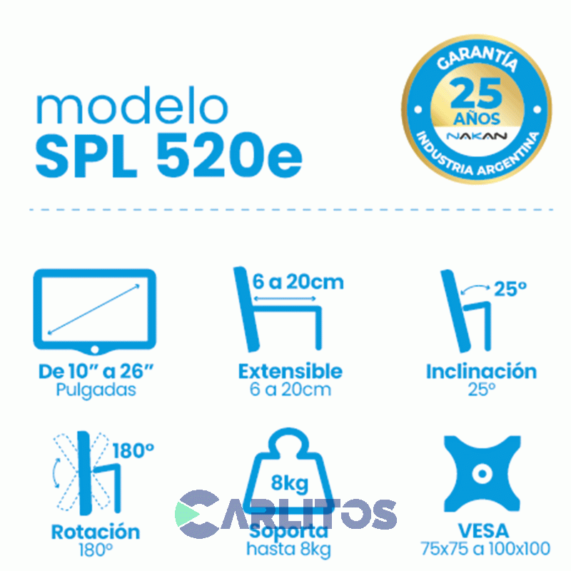 Soporte De Escritorio Nakan Extensible Y Giratorio Spl-520e