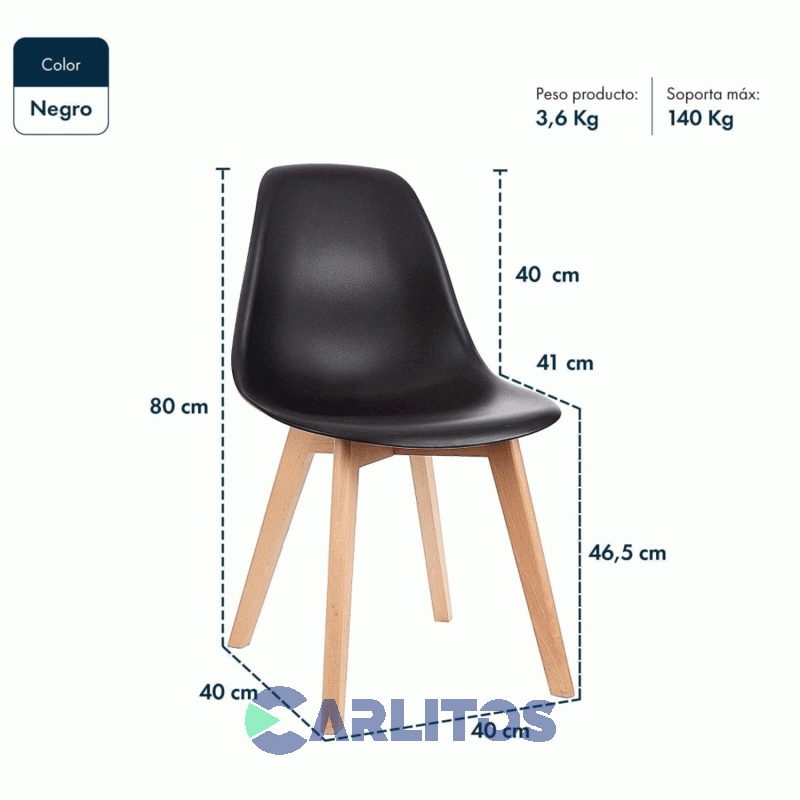 Silla Magnolia Garden Life Negra F908601