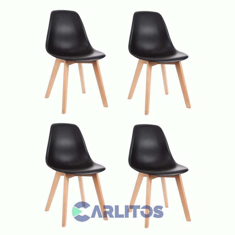 Combo X 4 Sillas Magnolia Garden Life Negra F908601x4