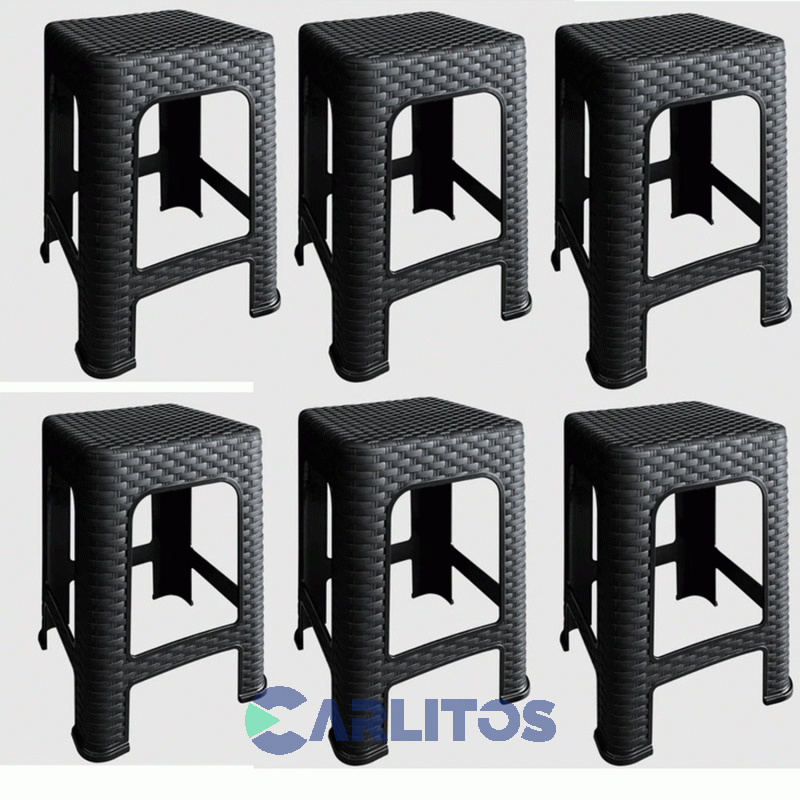 Combo X 6 Banquitos Nr Simil Ratan Lion Negro
