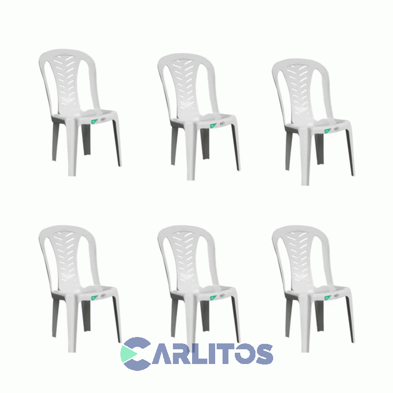 Combo X 6 Sillas Pvc Nr Color Blanca Living