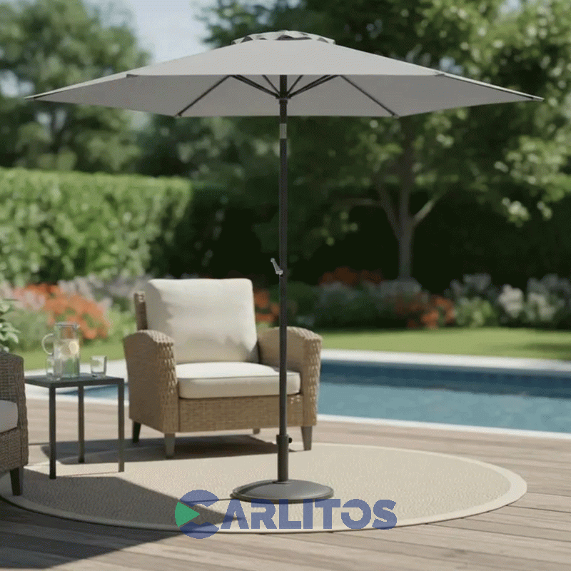 Sombrilla Steel Home 2.70 Mts- Tela Poliéster Blanca
