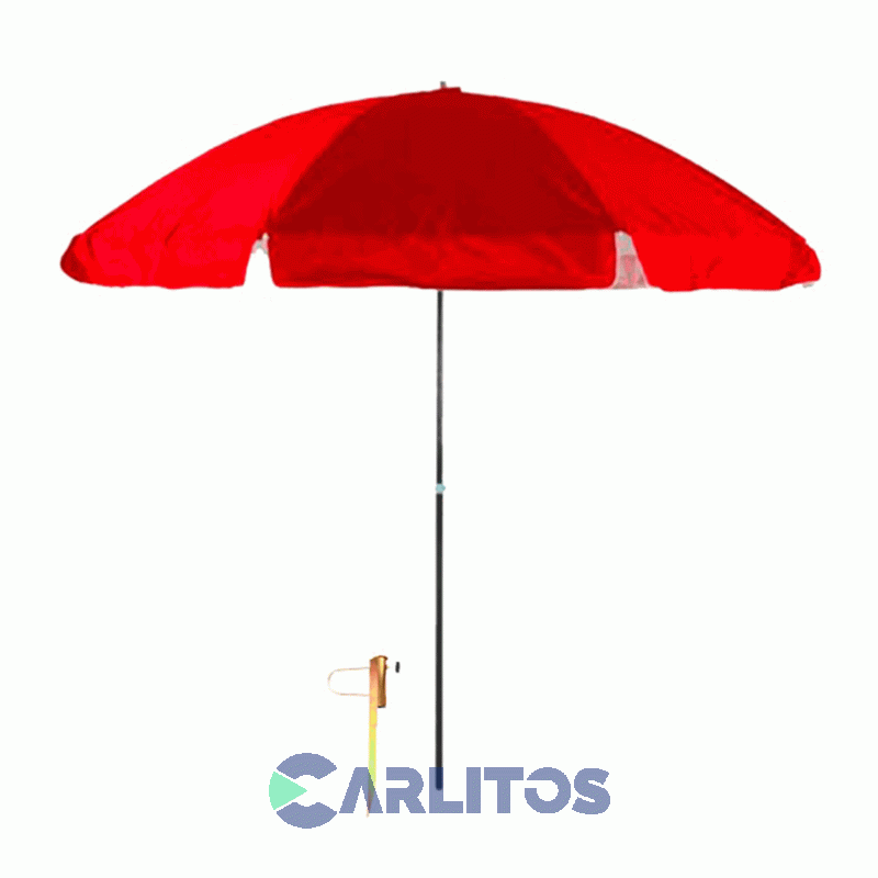 Sombrilla 2.00 Metros - Tela Polyester Con Estaca  Steel Home Shsombuv2m-r Roja