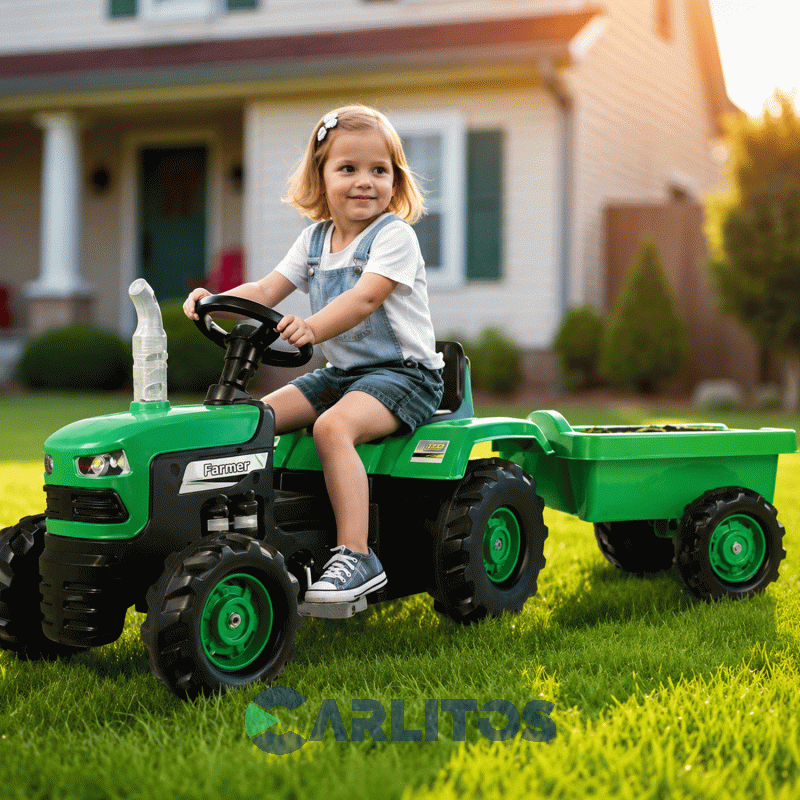 Tractor A Cadena Bebe Latapy Farmer Verde Con Trailer 8053
